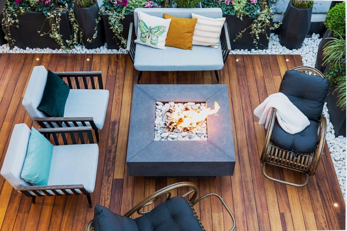 Backyard deck and outdoor living space