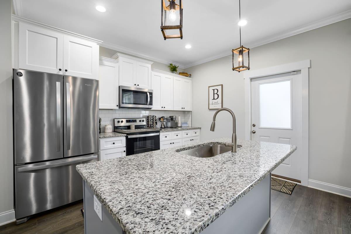 Modern remodeled kitchen with large island