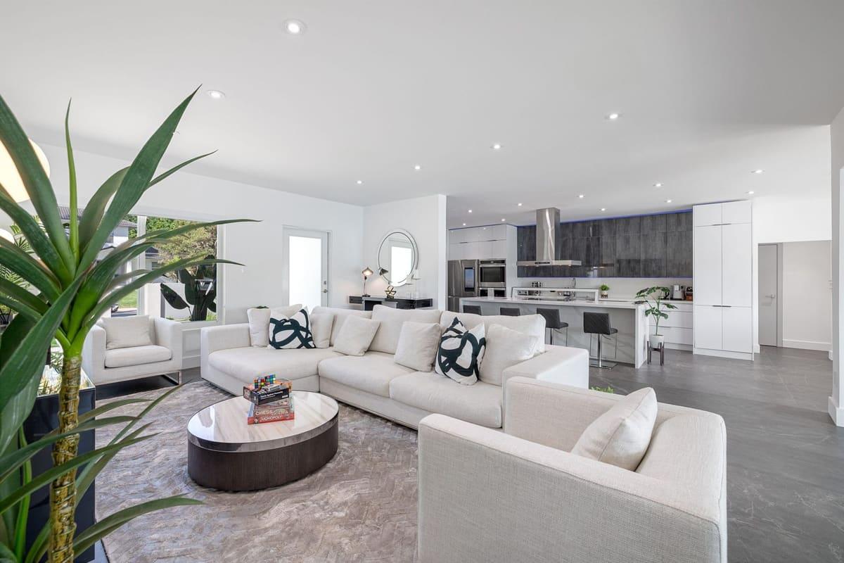 Renovated open-concept living room